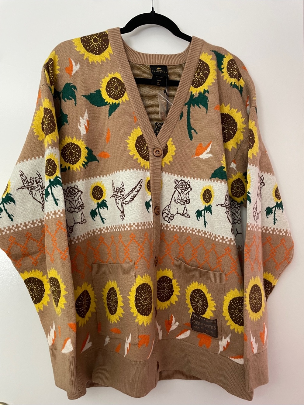 Pocahontas Sunflower Knit Cardigan, Size XL